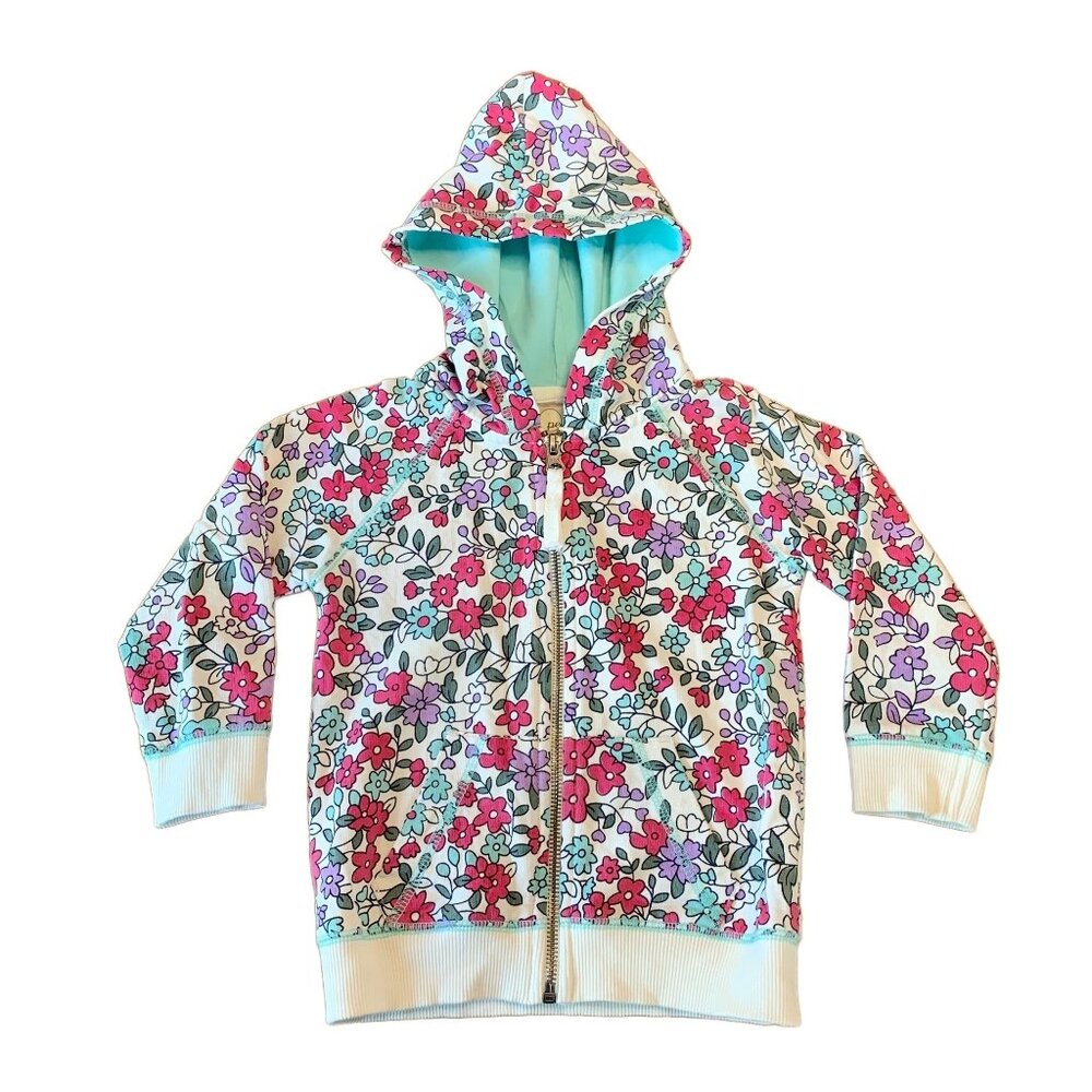 PEEK Floral Hoodie Jacket Girls 2 2T EUC Pink Spring Flowers Cotton Toddler Girl